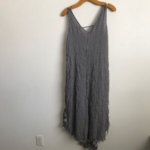 XCVI WOMENS DRESS BLUE WHITE GINGHAM PICNIC CASUAL SUNDRESS XS